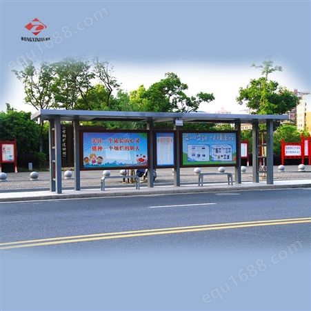 镀锌板公交站台 不锈钢公交站台 铝型材公交站台设计制作 鸿鑫嘉和