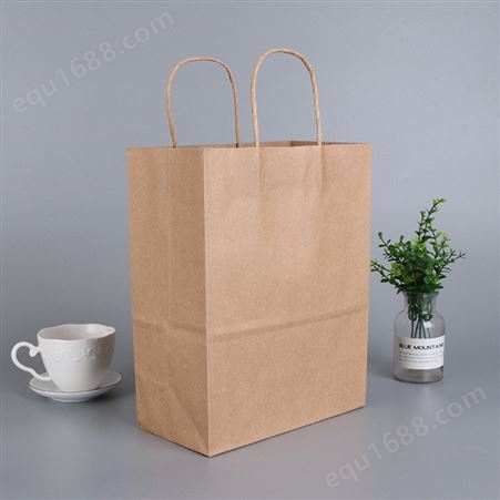 牛皮纸袋定制 牛皮纸外卖奶茶包装袋 购物礼品手提纸袋 可定做logo