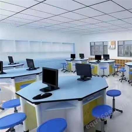 智学校园定制六边形电脑桌 彩色桌异形电脑桌 质量可靠