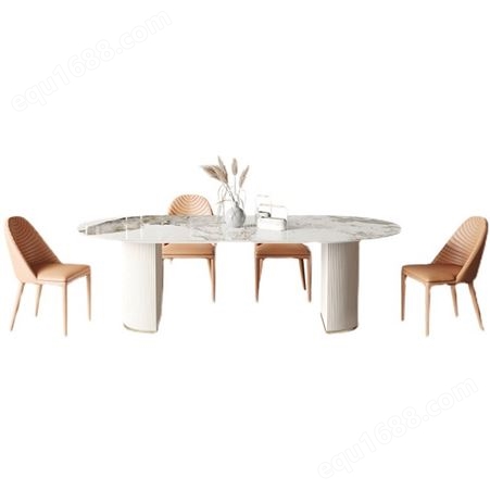 意式极简岩板餐桌椅组合简约轻奢长方形家用饭桌鼎富DF-0026