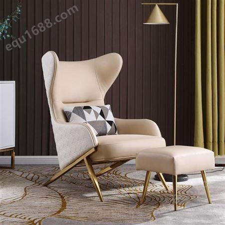 鼎富DF053美式轻奢老虎椅真皮单人沙发客厅卧室网红沙发椅
