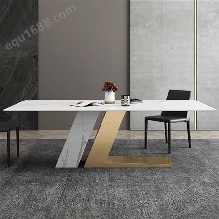鼎富意式岩板餐桌椅组合酒店饭桌长方形餐台DF-293
