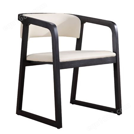 现代简约全实木餐椅家用餐厅北欧实木椅子软靠背带扶手休闲书房椅DF-028
