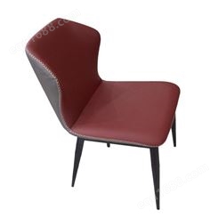 鼎富DF308现代简约铁艺餐桌椅舒适海绵客厅休闲椅子高档PU皮质洽谈靠背椅