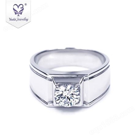 欧美时尚1克拉莫桑石戒指仿真钻纯银结婚送男友礼物