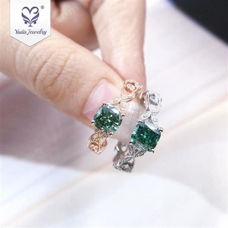 S925纯银K金莫桑石仿真钻石求订结婚戒指女小众设计