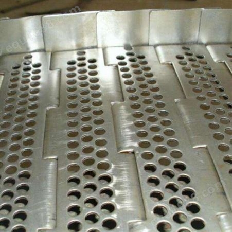不锈钢输送链板 耐磨损抗高温冲孔传动链板 定制食品饮料输送链板