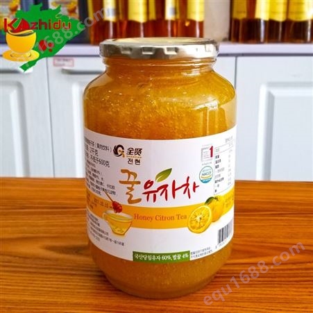 全贤 蜂蜜柚子茶2kg 韩国柚子酱果肉含量60%蜜柚茶