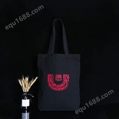 韩版帆布袋黑色购物创意礼品购物单肩彩印帆布包定制