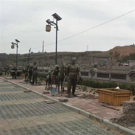 鑫宏动物雕塑厂家定制沙漠骆驼铜雕塑 大型商队景观雕塑摆件
