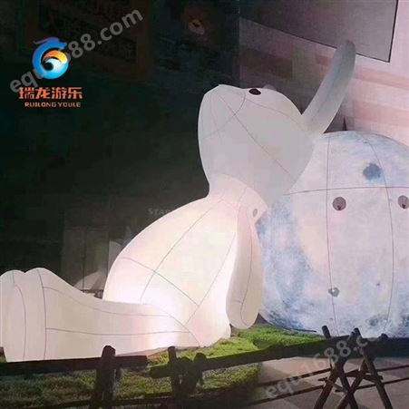 充气月球中秋节发光玉兔月兔气模卡通闭气模型道具