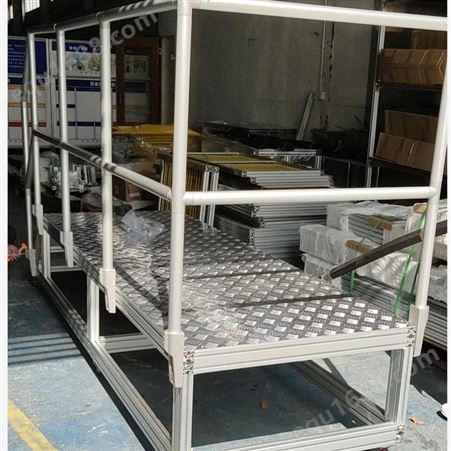 工业铝型材跨线桥定制 设备检修移动平台 跨线梯子定做
