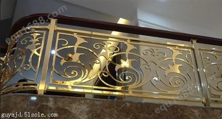 贵族电镀K金铝板雕刻镂空楼梯阳台护栏