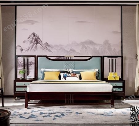新中式檀木实木床轻奢现代简约床1.8储物双人床品牌定制