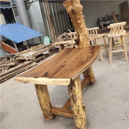 厂家原生态老榆木茶桌 餐桌 咖啡椅 复古架 支持各种定制 酒店餐饮桌椅 源聚商贸