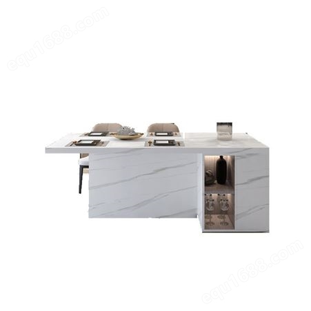 厨房餐厅开放式中岛台岩板餐桌一体成品可伸缩家用多功能吧台