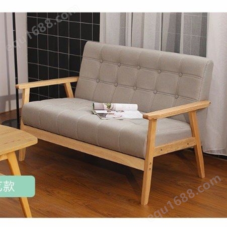 日式沙发小户型简易店铺服装店用小型实木简约现代北欧单人双人椅