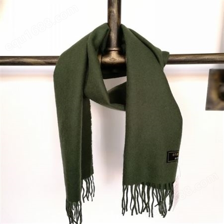 长期销售墨绿色围巾 流苏细绒羊毛围巾