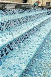 陶瓷三色蓝游泳池 马赛克 48X48mm 背景墙瓷砖 酒店工程拼图