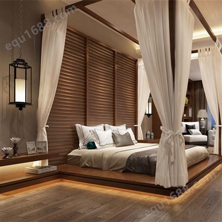 广东乌金木双人床工厂 新中式实木家具 实木沙发组合 酒店实木家具