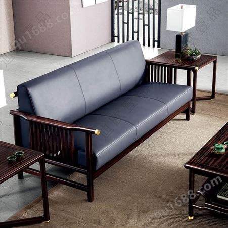 办公实木沙发组合洽谈区沙发实木办公家具直销新中式沙发