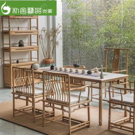 新中式实木茶桌椅组合 现代新中式大班台 新中式茶桌