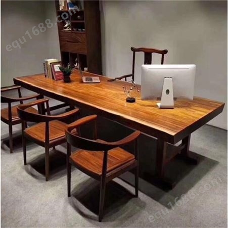 实木大板 会议桌长桌办公桌 简约现代接待桌椅组合定制
