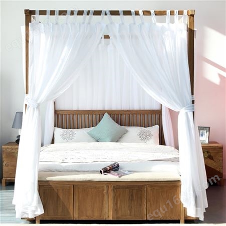 实木双人床 1.8米简约床 北欧新中式婚床 白蜡木卧室家具 实木床